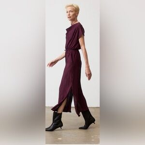 NWT DRAPED PLEATED DRESS with side slit